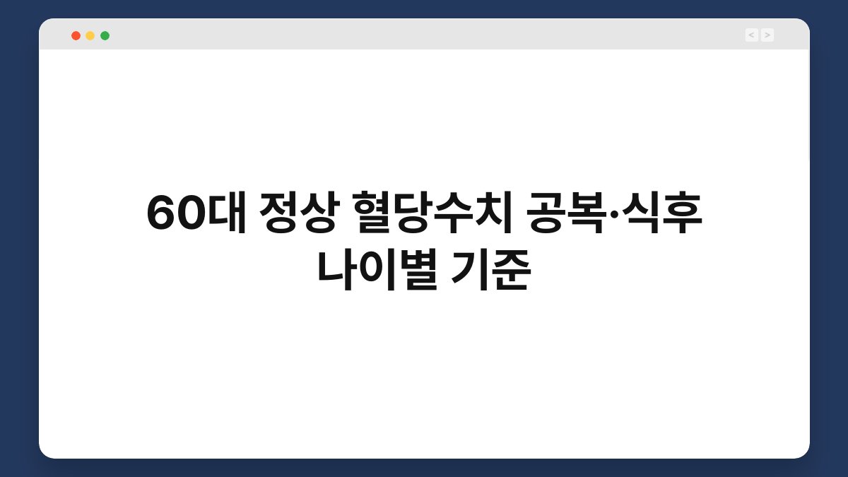 60대 정상 혈당수치 공복·식후 나이별 기준
