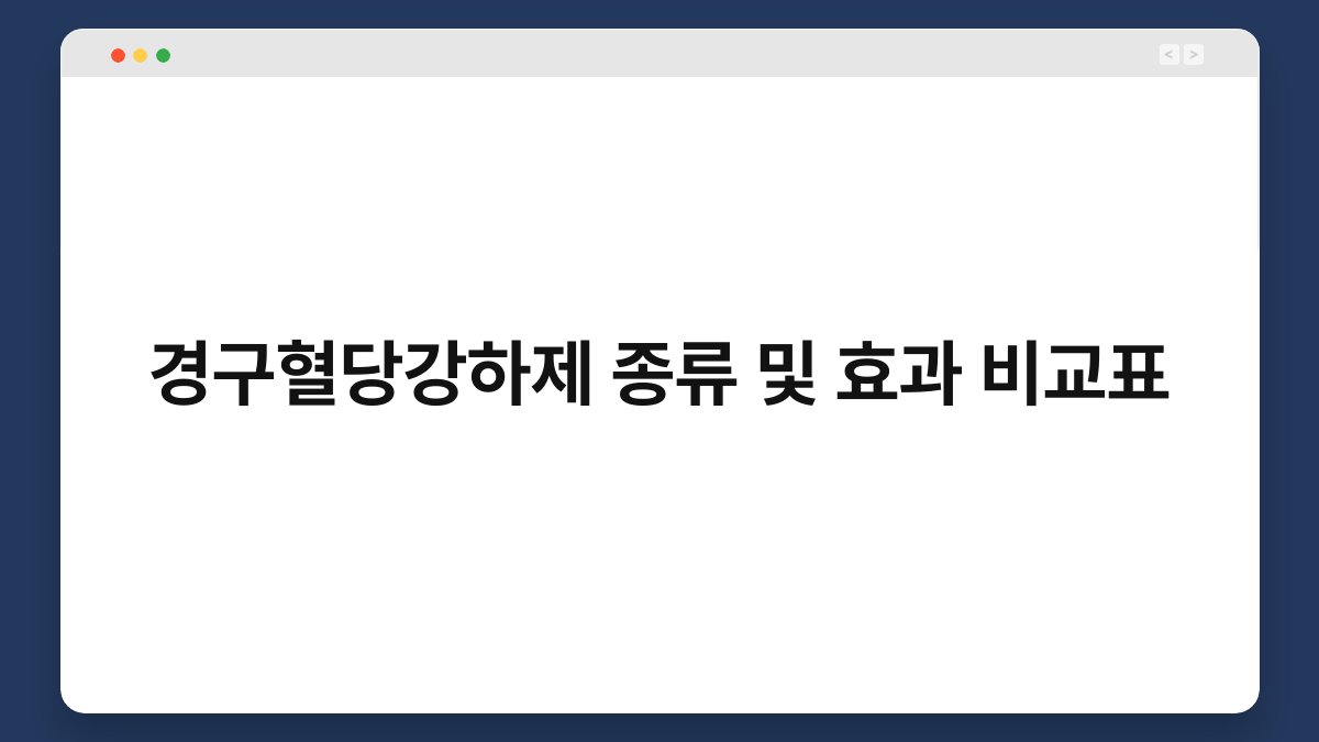 경구혈당강하제 종류 및 효과 비교표