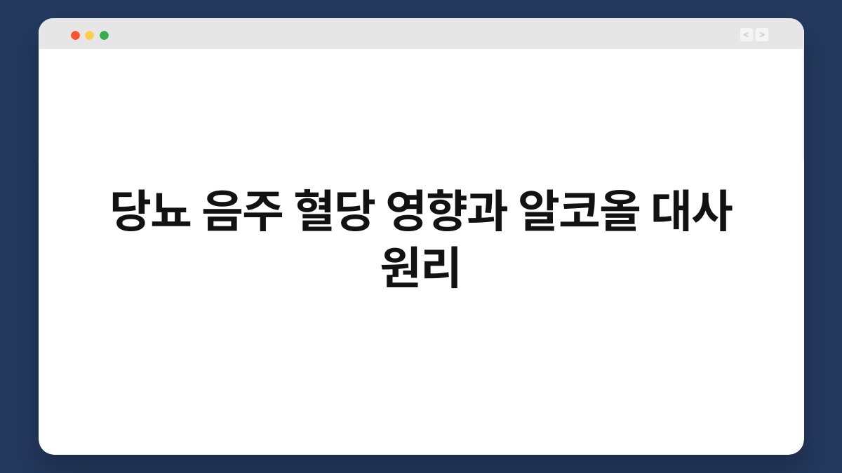 당뇨 음주 혈당 영향과 알코올 대사 원리