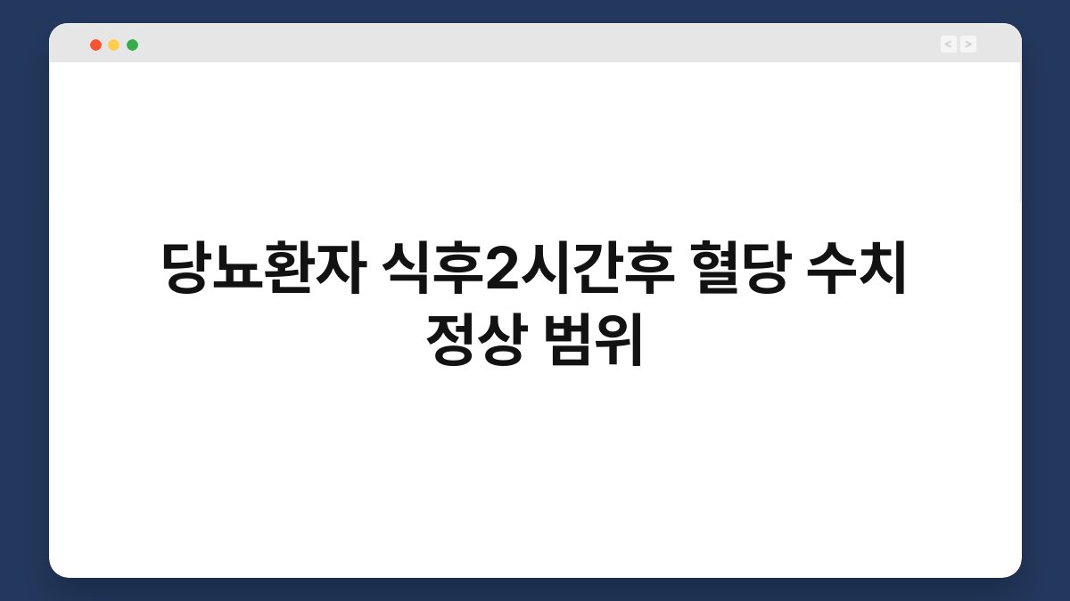 당뇨환자 식후2시간후 혈당 수치 정상 범위