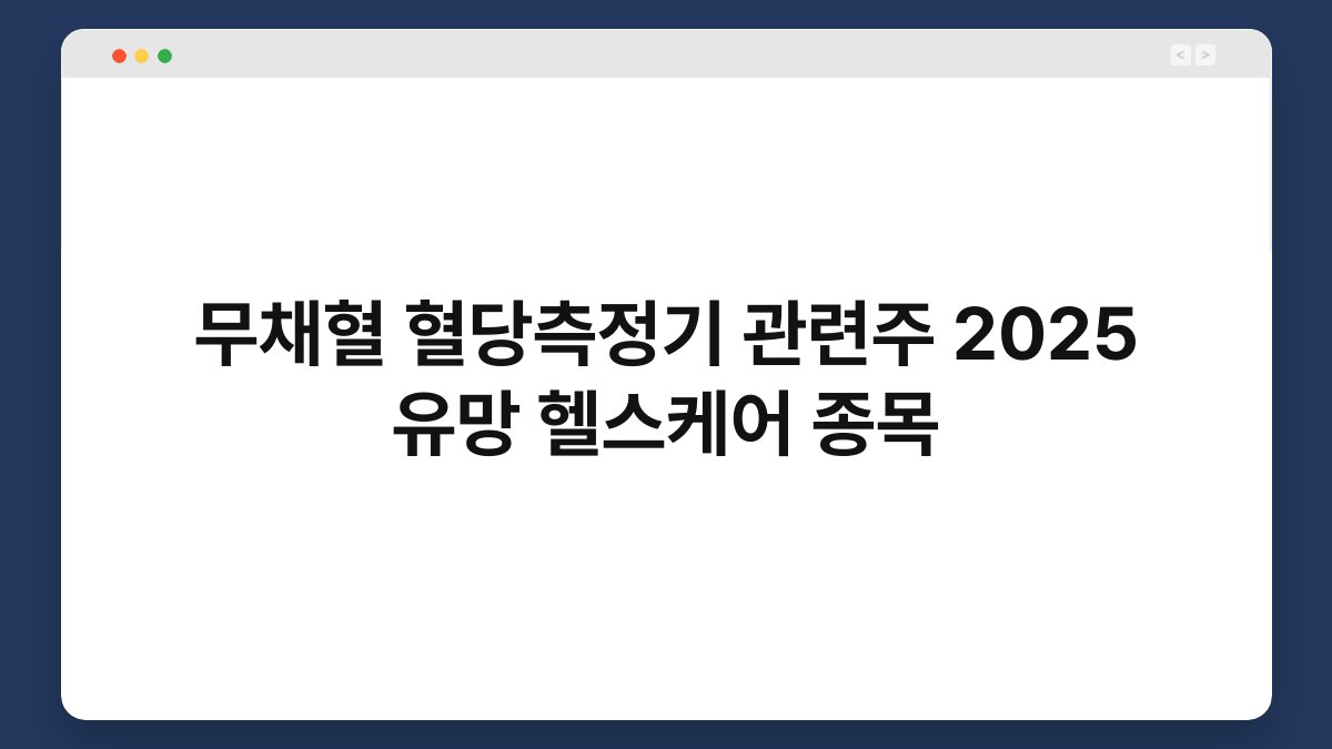 무채혈 혈당측정기 관련주 2025 유망 헬스케어 종목