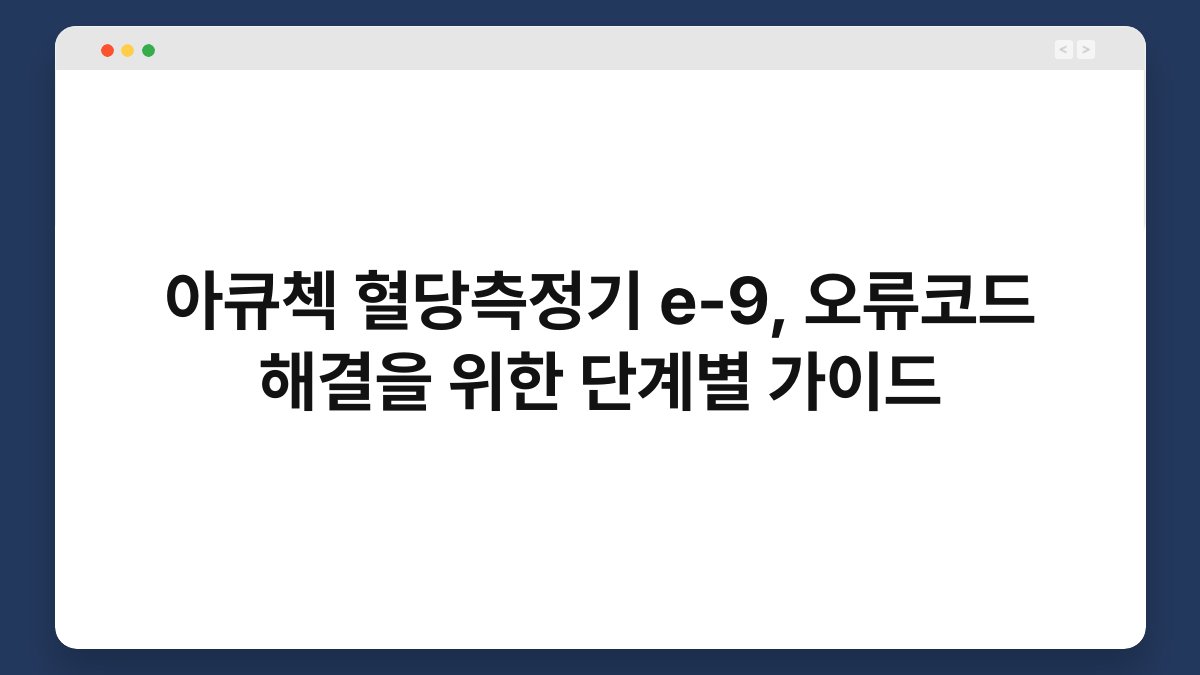아큐첵 혈당측정기 e-9, 오류코드 해결을 위한 단계별 가이드