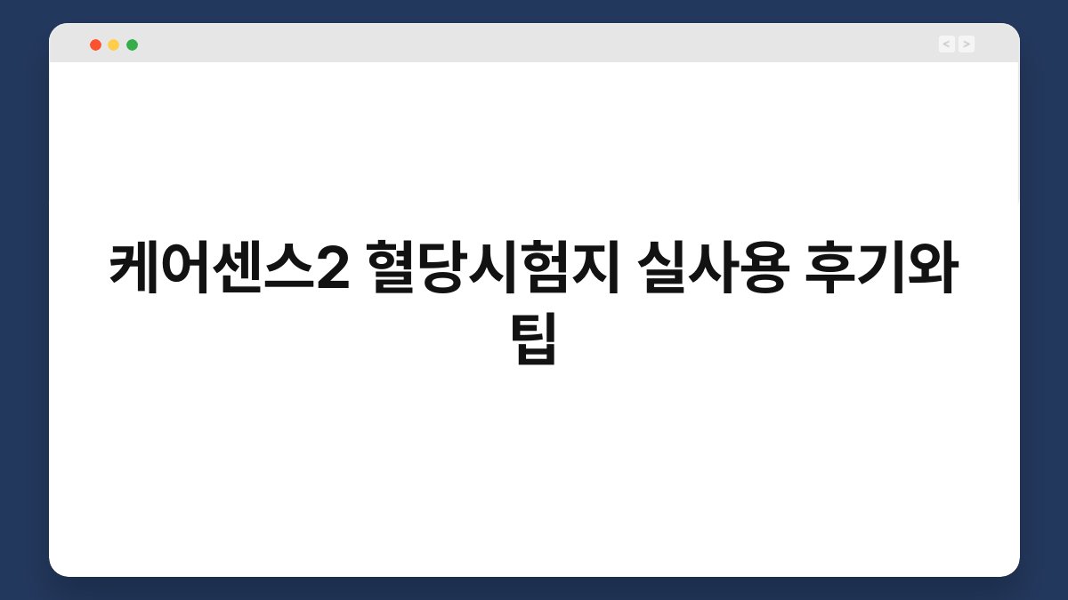 케어센스2 혈당시험지 실사용 후기와 팁
