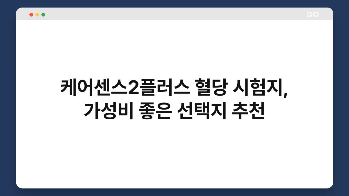 케어센스2플러스 혈당 시험지, 가성비 좋은 선택지 추천