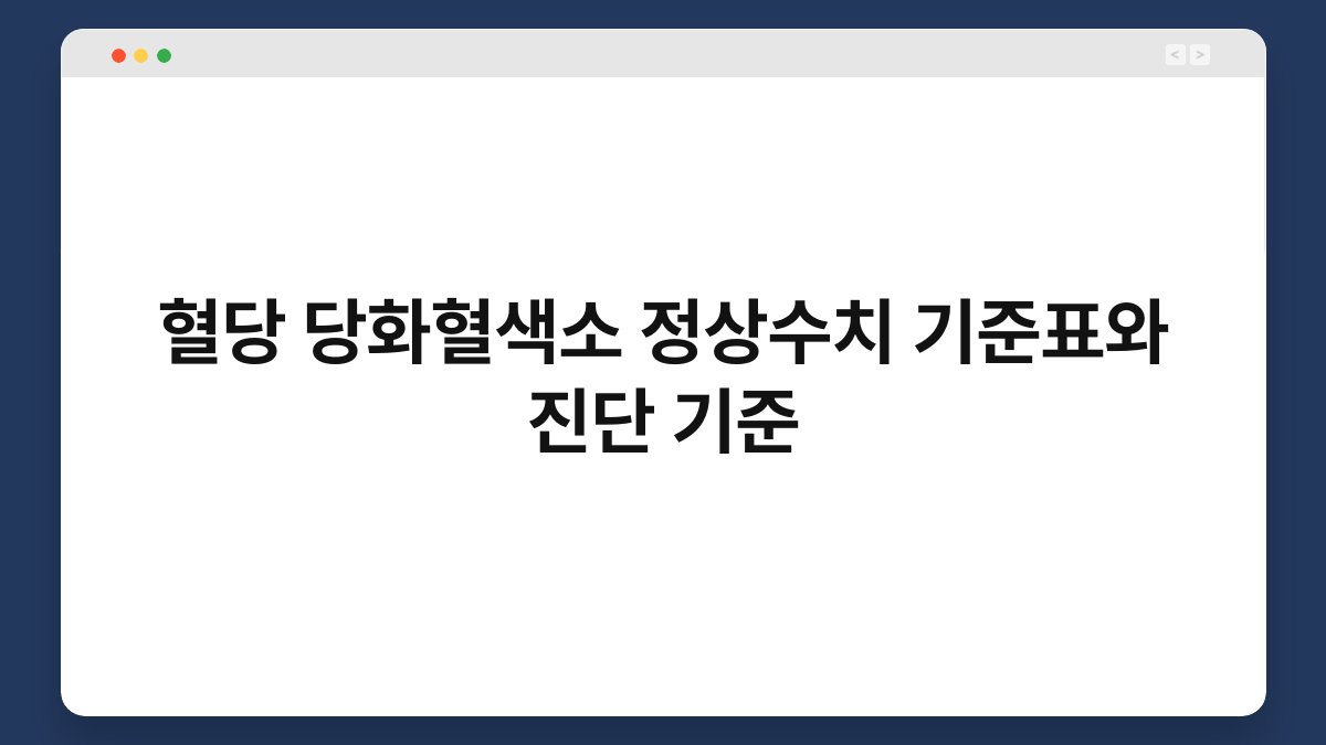 혈당 당화혈색소 정상수치 기준표와 진단 기준