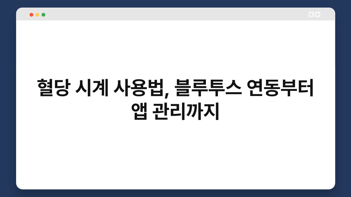 혈당 시계 사용법, 블루투스 연동부터 앱 관리까지