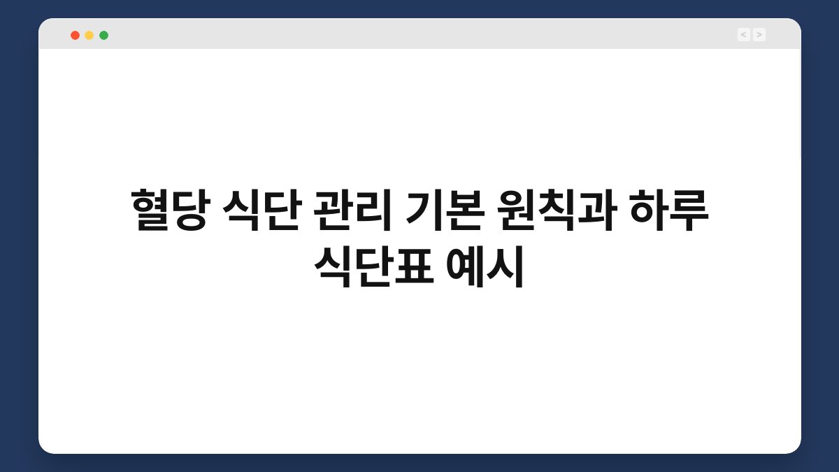 혈당 식단 관리 기본 원칙과 하루 식단표 예시