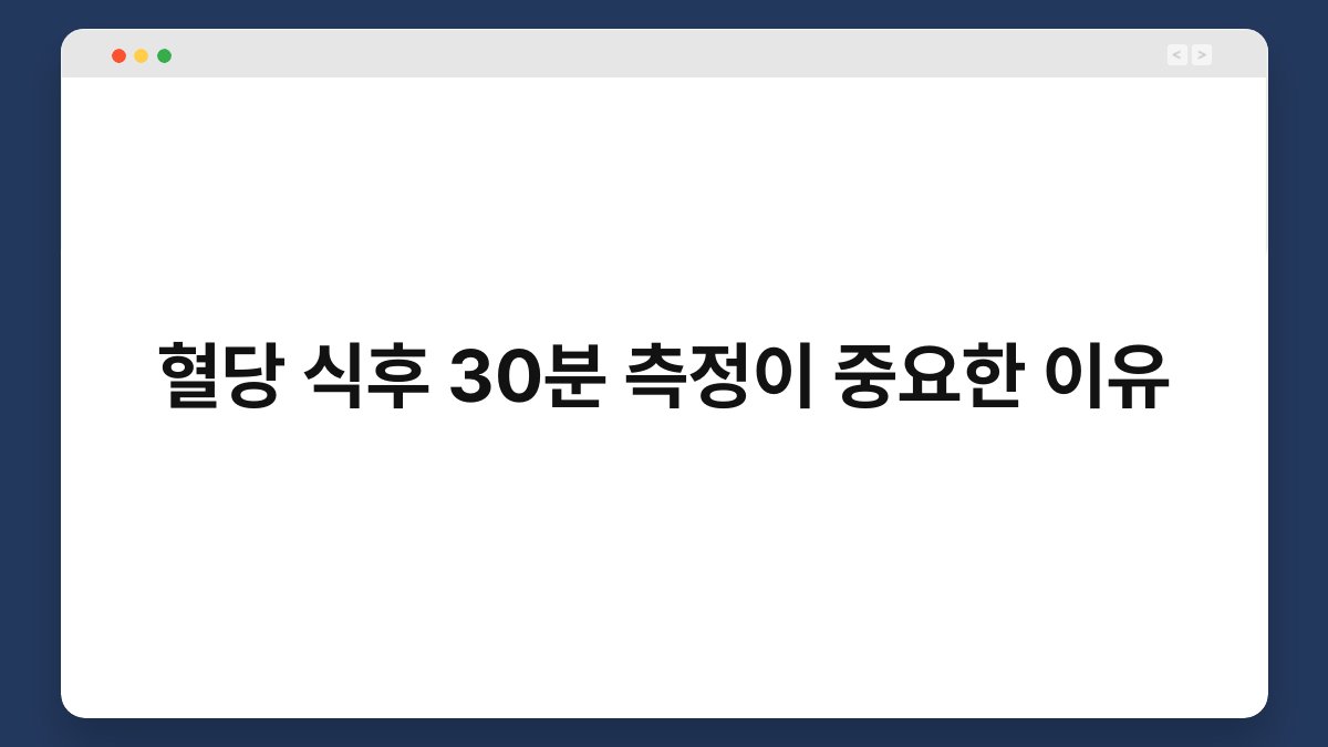 혈당 식후 30분 측정이 중요한 이유