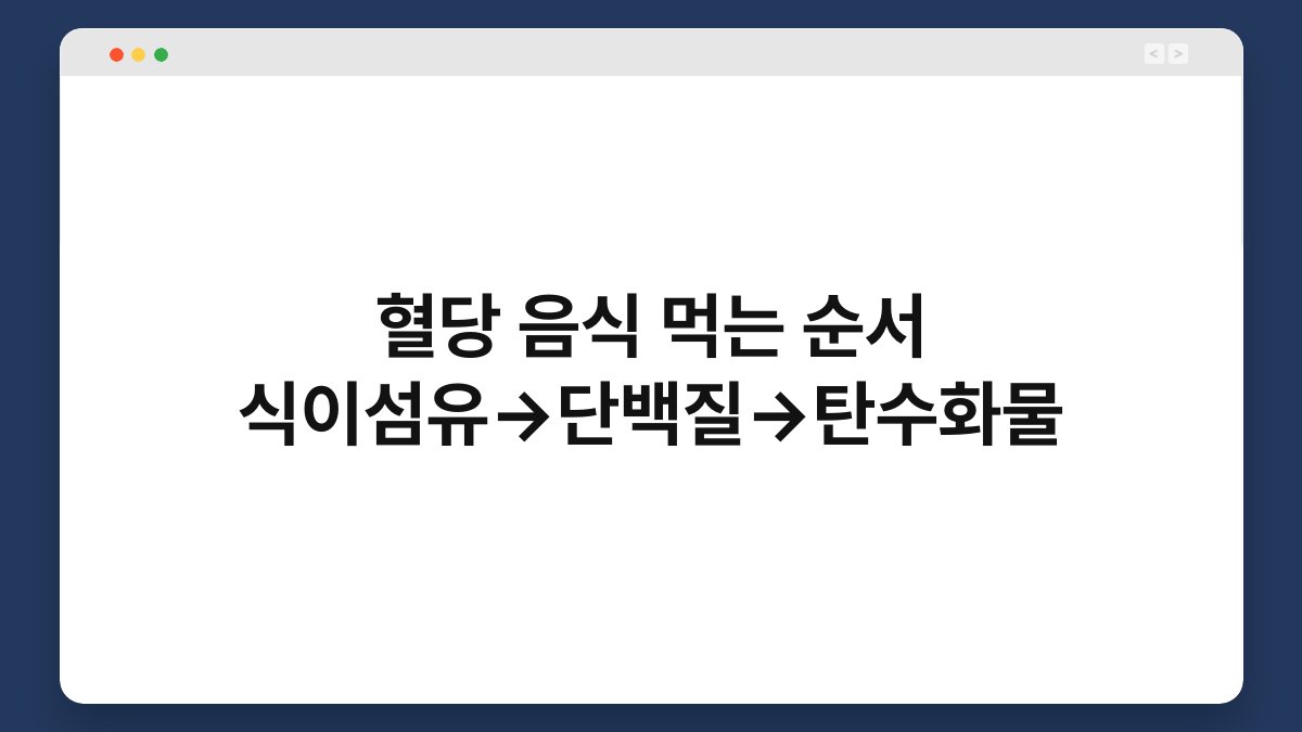 혈당 음식 먹는 순서 식이섬유→단백질→탄수화물