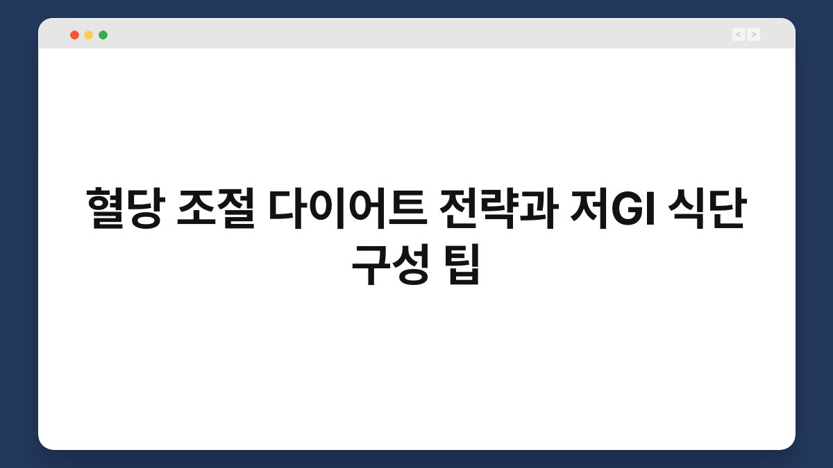 혈당 조절 다이어트 전략과 저GI 식단 구성 팁
