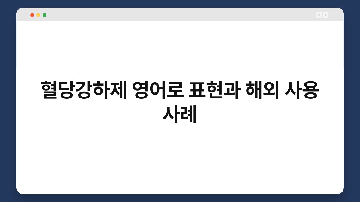 혈당강하제 영어로 표현과 해외 사용 사례