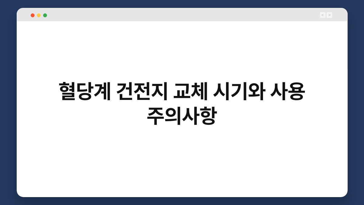 혈당계 건전지 교체 시기와 사용 주의사항