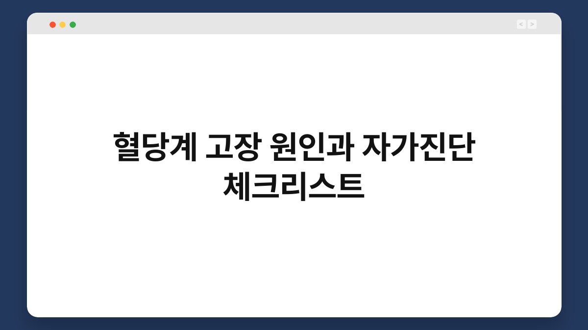 혈당계 고장 원인과 자가진단 체크리스트