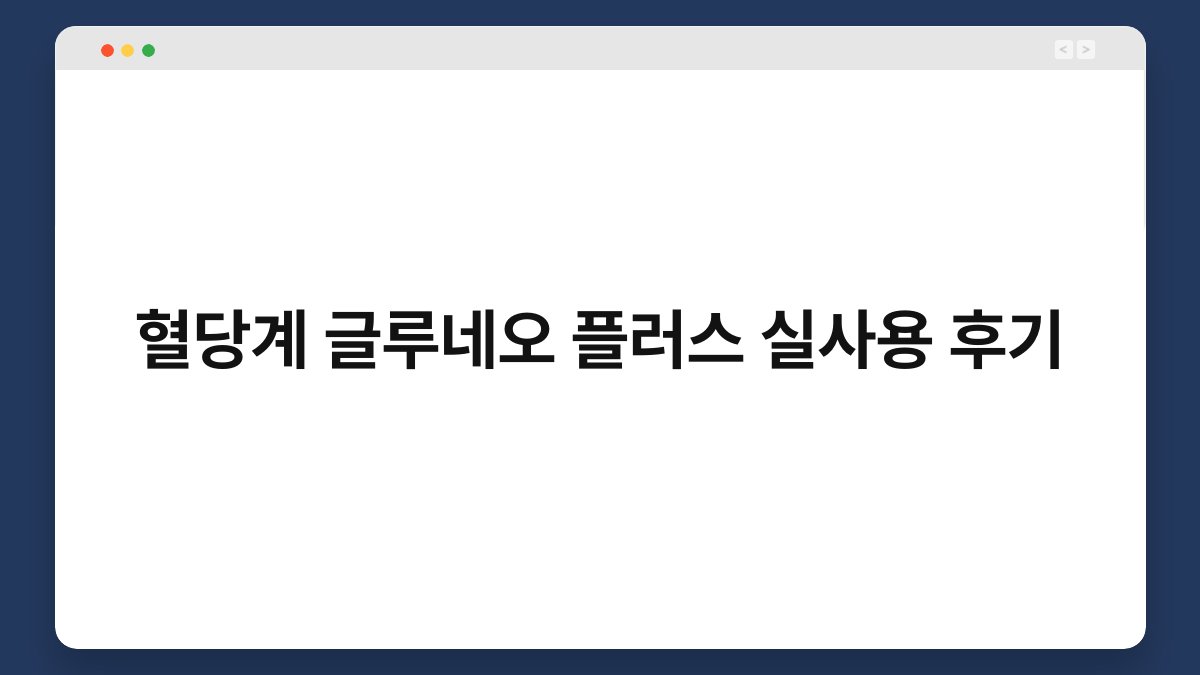 혈당계 글루네오 플러스 실사용 후기